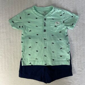 Carter's Green and Blue Matching Set with Geometric Design